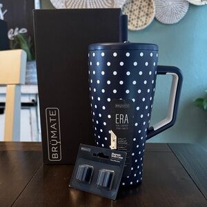 BrüMate Era 30 oz in Navy Polka Dots with Straw covers! New! Limited Edition!